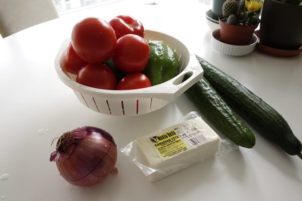 A plate of traditional Greek food ready to be enjoyed